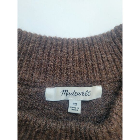 Madewell Chocolate Brown Ribbed Long Sleeve Wool Blend Sweater Size XS Modern - Picture 8 of 10